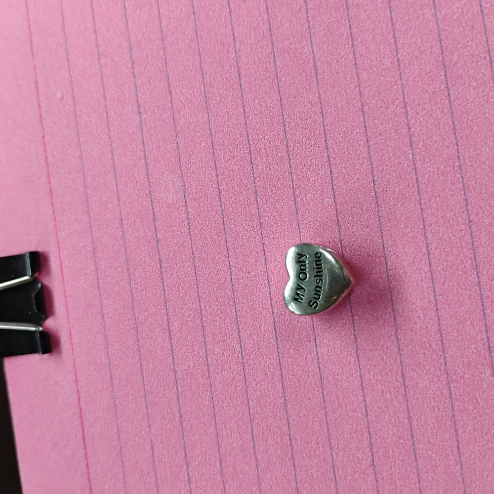 Silver Heart Charm with Red Accent - Picture 3 of 4